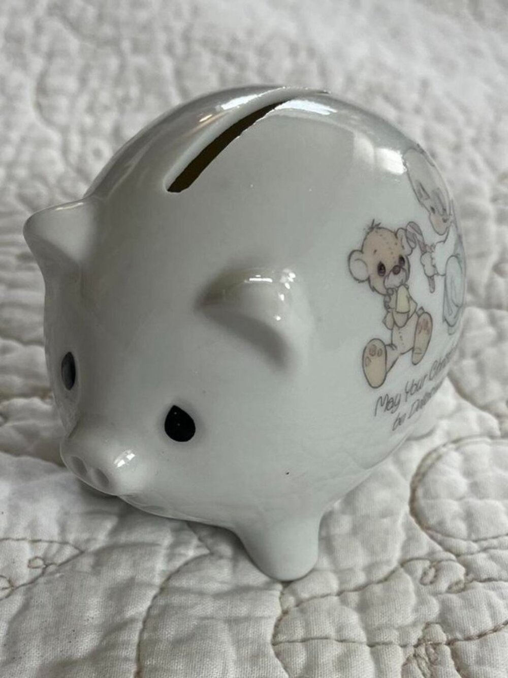 Vintage Ceramic Christmas Piggy Bank, Retro Holiday Decor